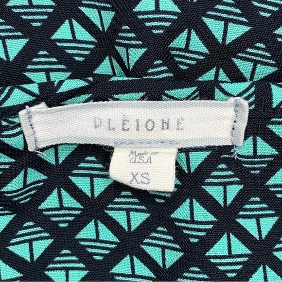 XS Pleione Black Teal Geometric Print Blouse Sleeveless Extra Small 0 2 Tribal - Picture 8 of 9